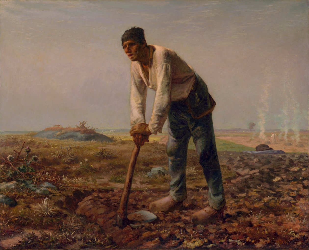Muž s motykou, cca 1860-62 (olej na plátně) od Jean Francois Millet