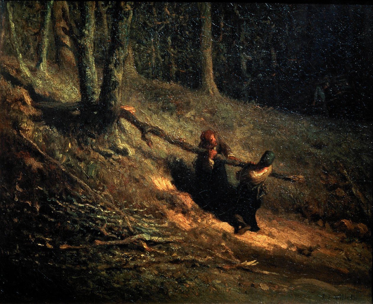 Rolnické dívky s Brushwood Les Charbonnieres, c1852 od Jean Francois Millet