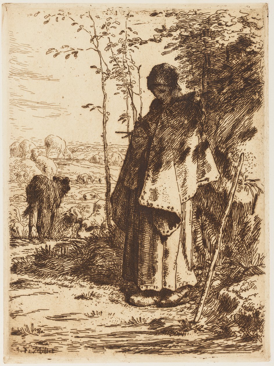 Pastýřka pletení od Jean Francois Millet