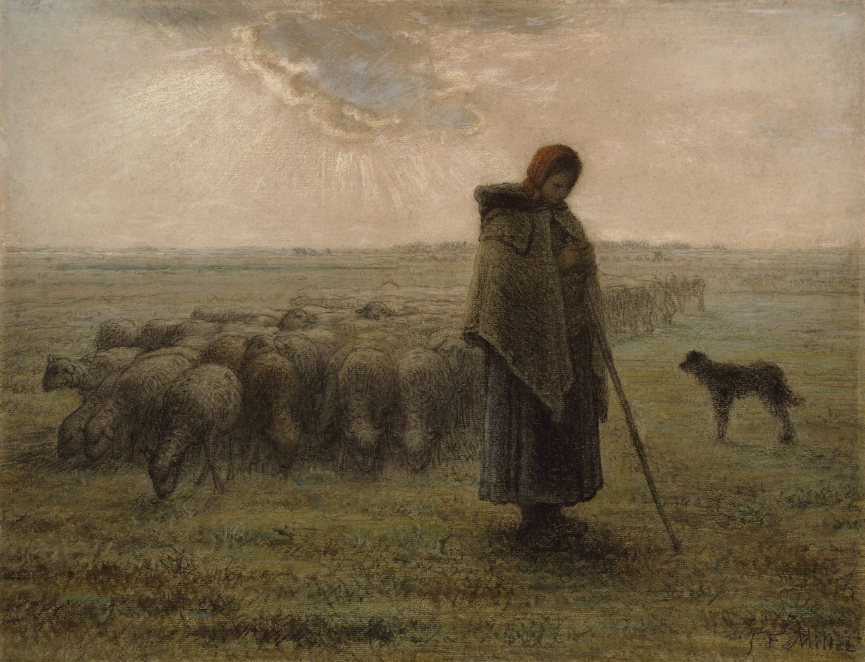 Pastýřka a její stádo, 1862-63 od Jean Francois Millet