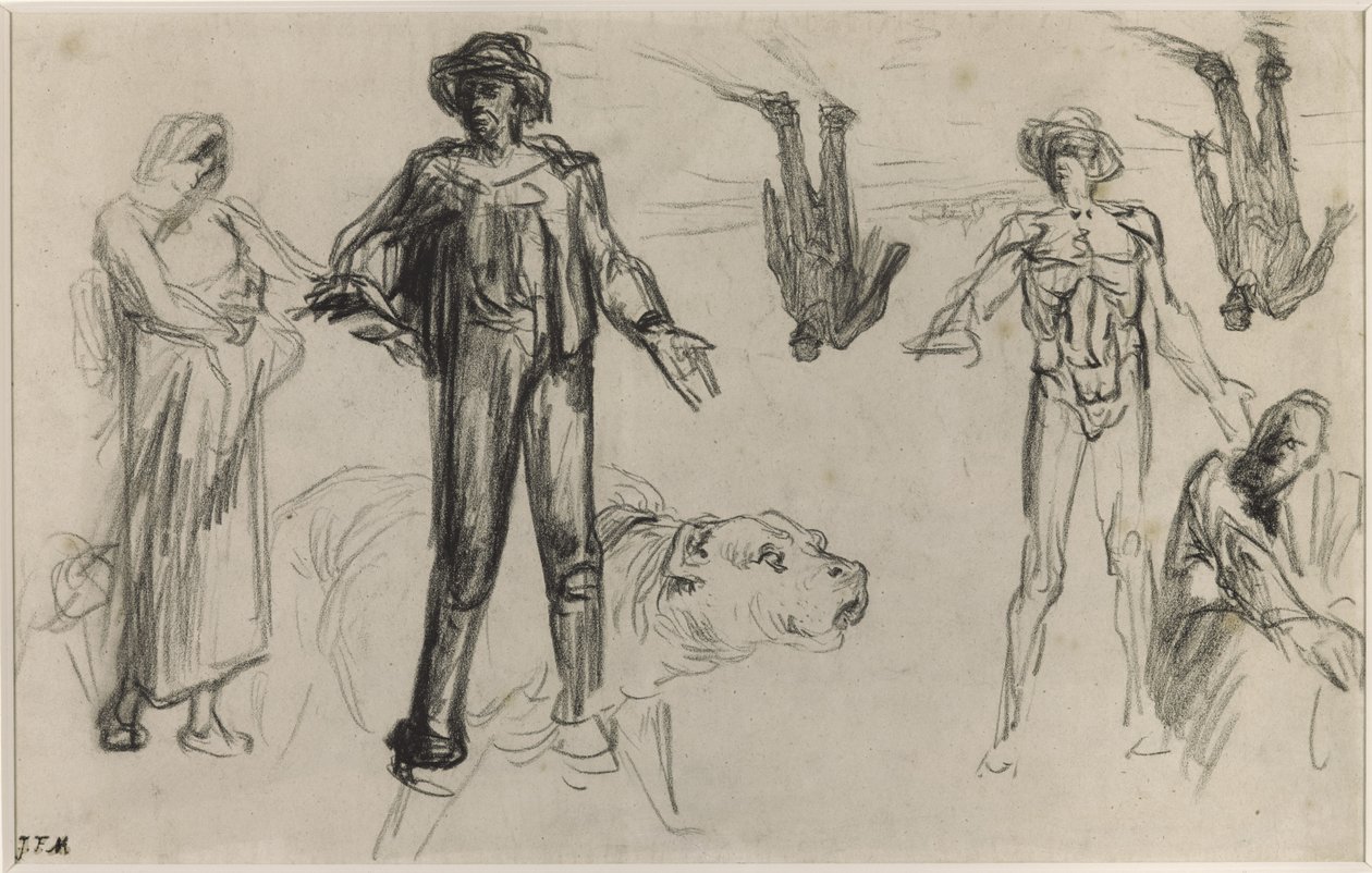 Studie pro odpočívající kombajny (pastelka na papíře) od Jean Francois Millet