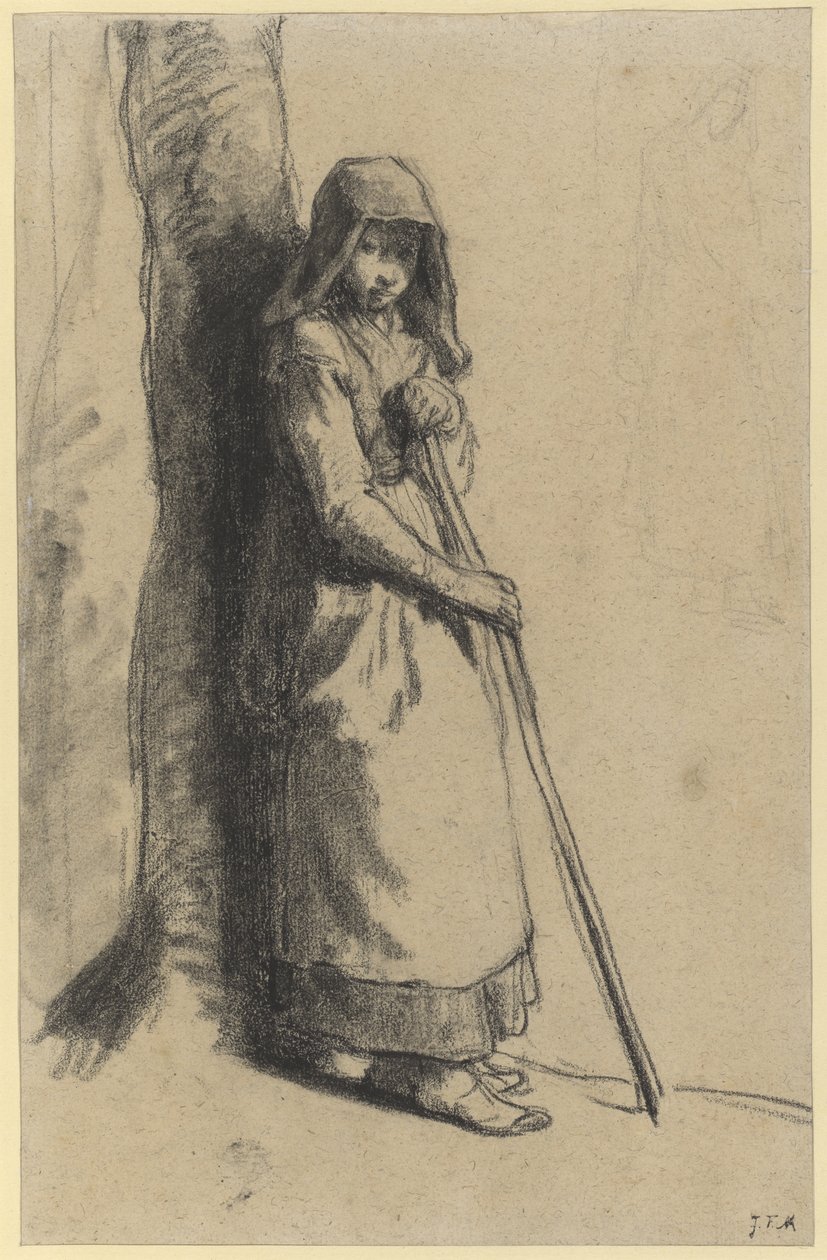 Studie pro Bergère au repos (pastel na papíře) od Jean Francois Millet