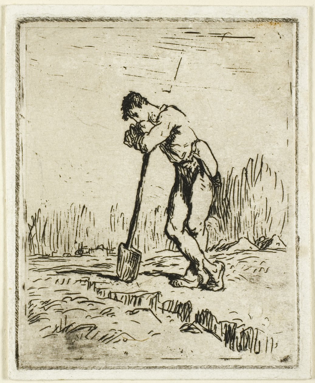 Muž opřený o jeho rýč od Jean Francois Millet