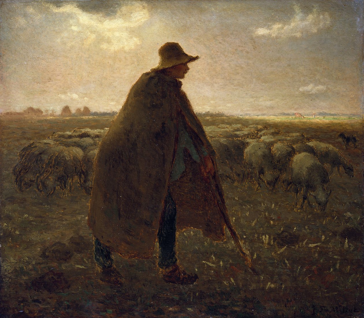 Pastýř, kolem 1858-62 od Jean Francois Millet