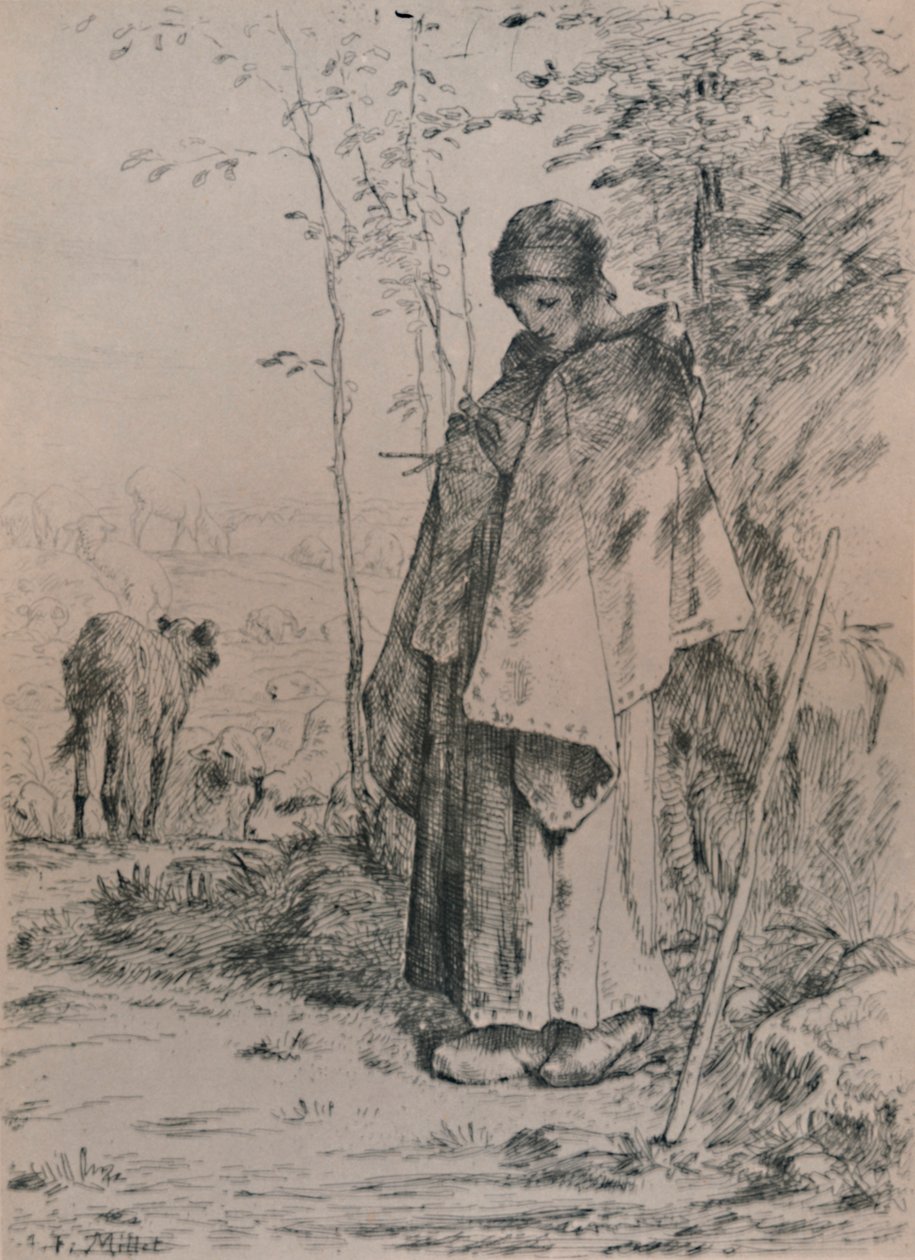 Pastýřka, 1862, 1946 od Jean Francois Millet