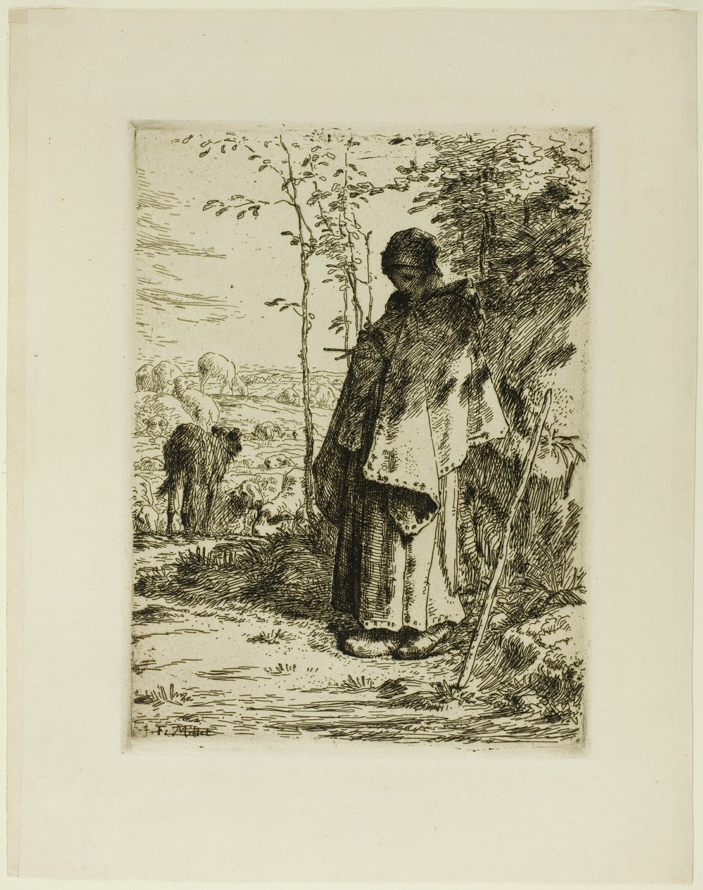 Pletení pastýřky od Jean Francois Millet