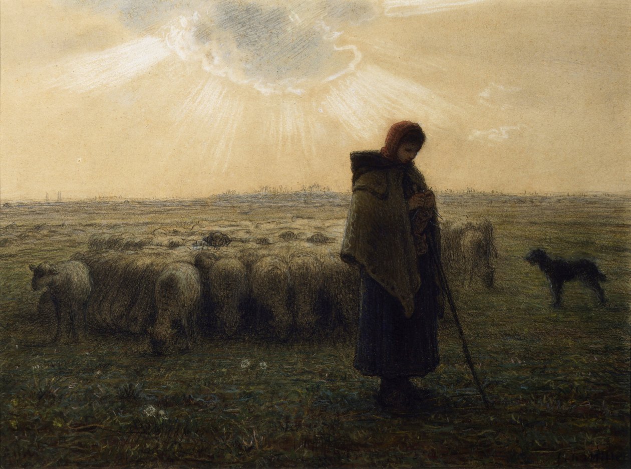 Pastýřka a její stádo, 1862-67 od Jean Francois Millet