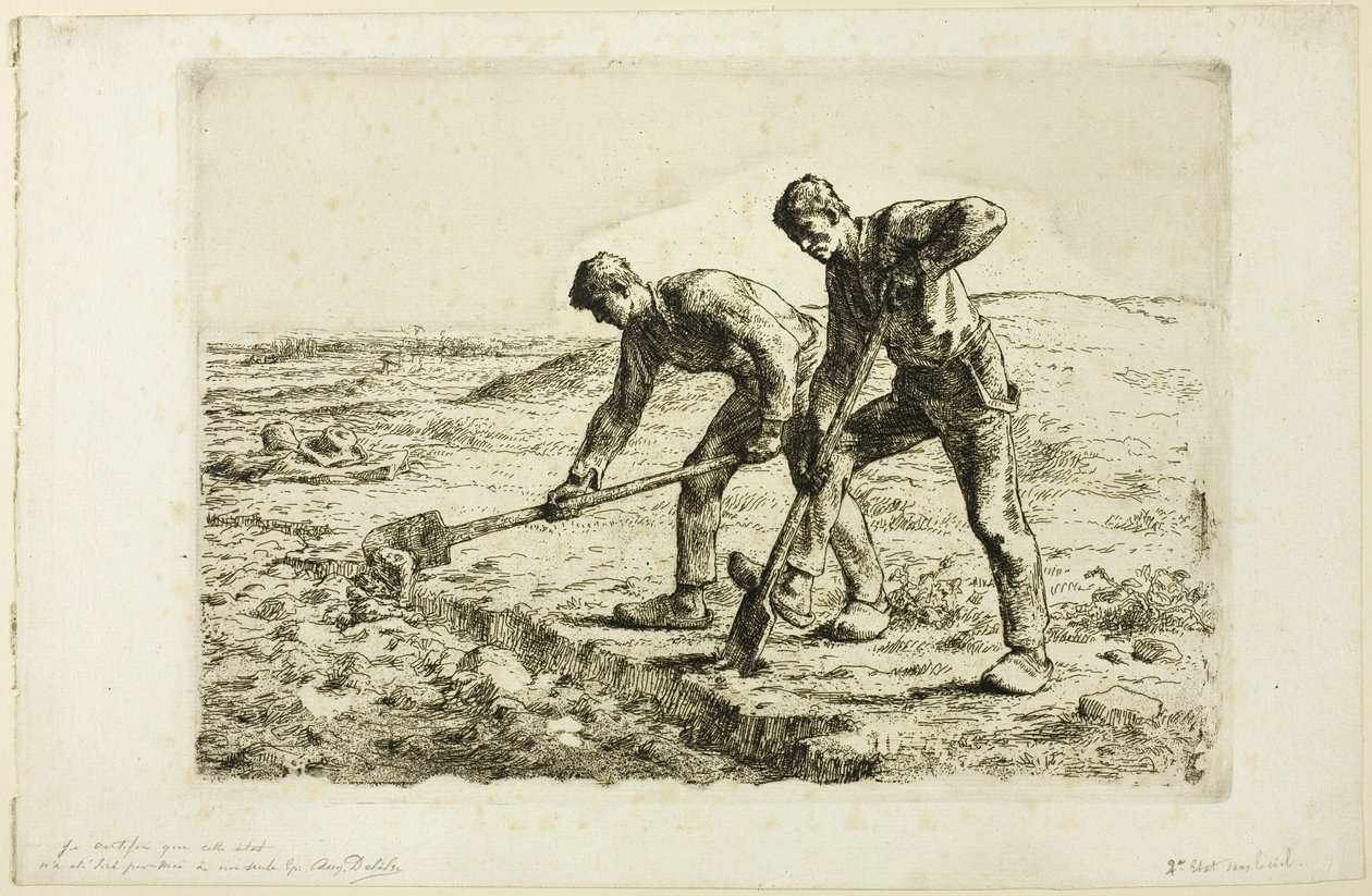 Dva muži kopání od Jean-Francois Millet