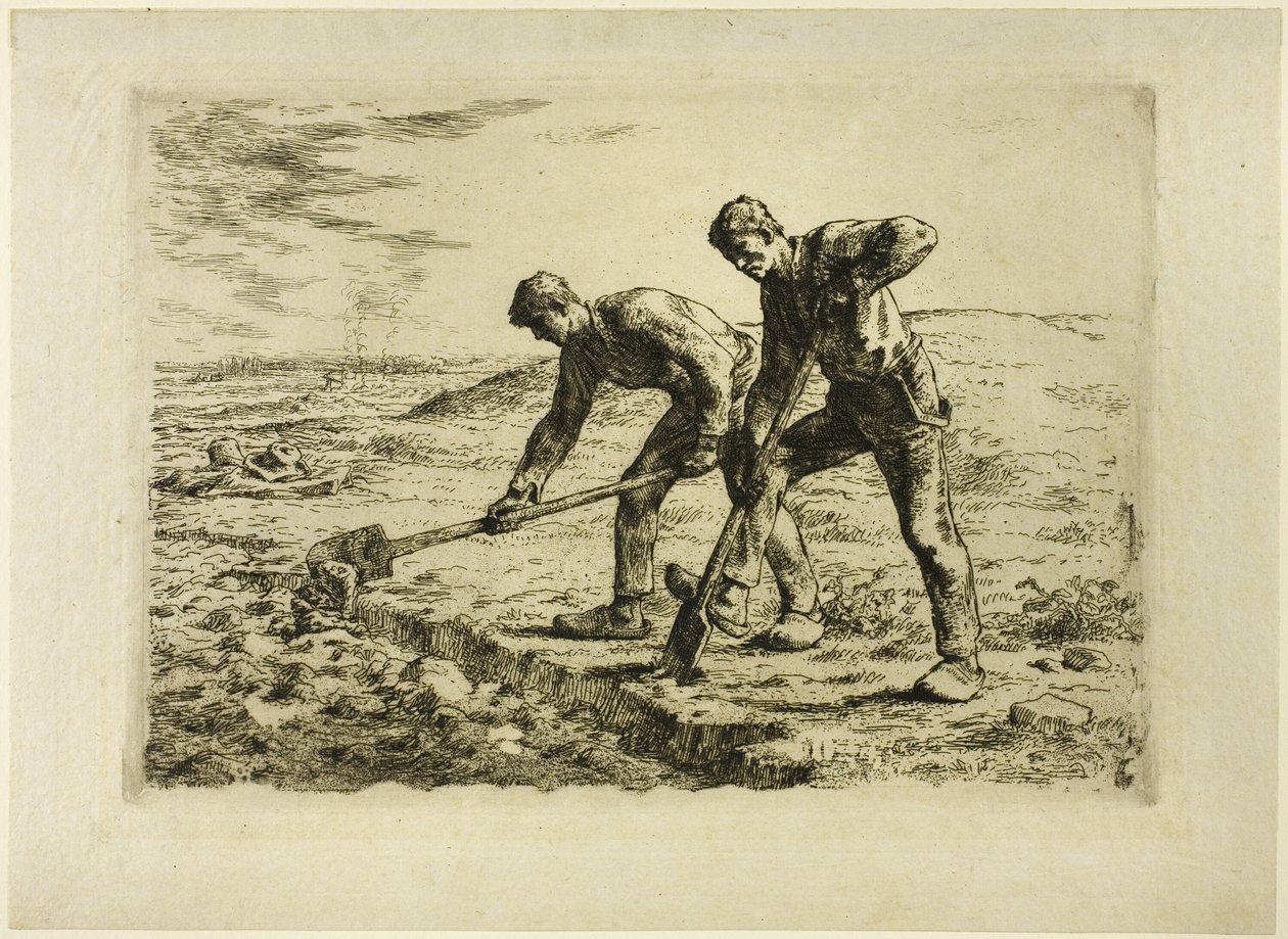 Dva muži kopání od Jean-Francois Millet