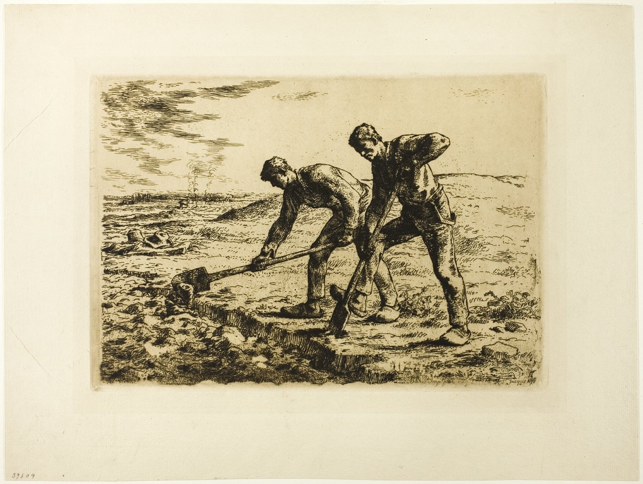 Dva muži kopání od Jean Francois Millet
