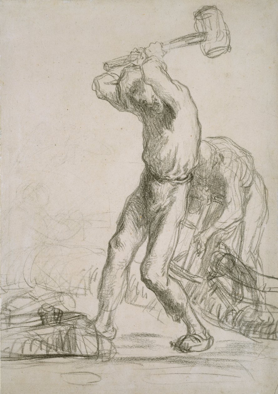 Dva rolníci řezání a štípání dřeva, c1850-1851 od Jean Francois Millet