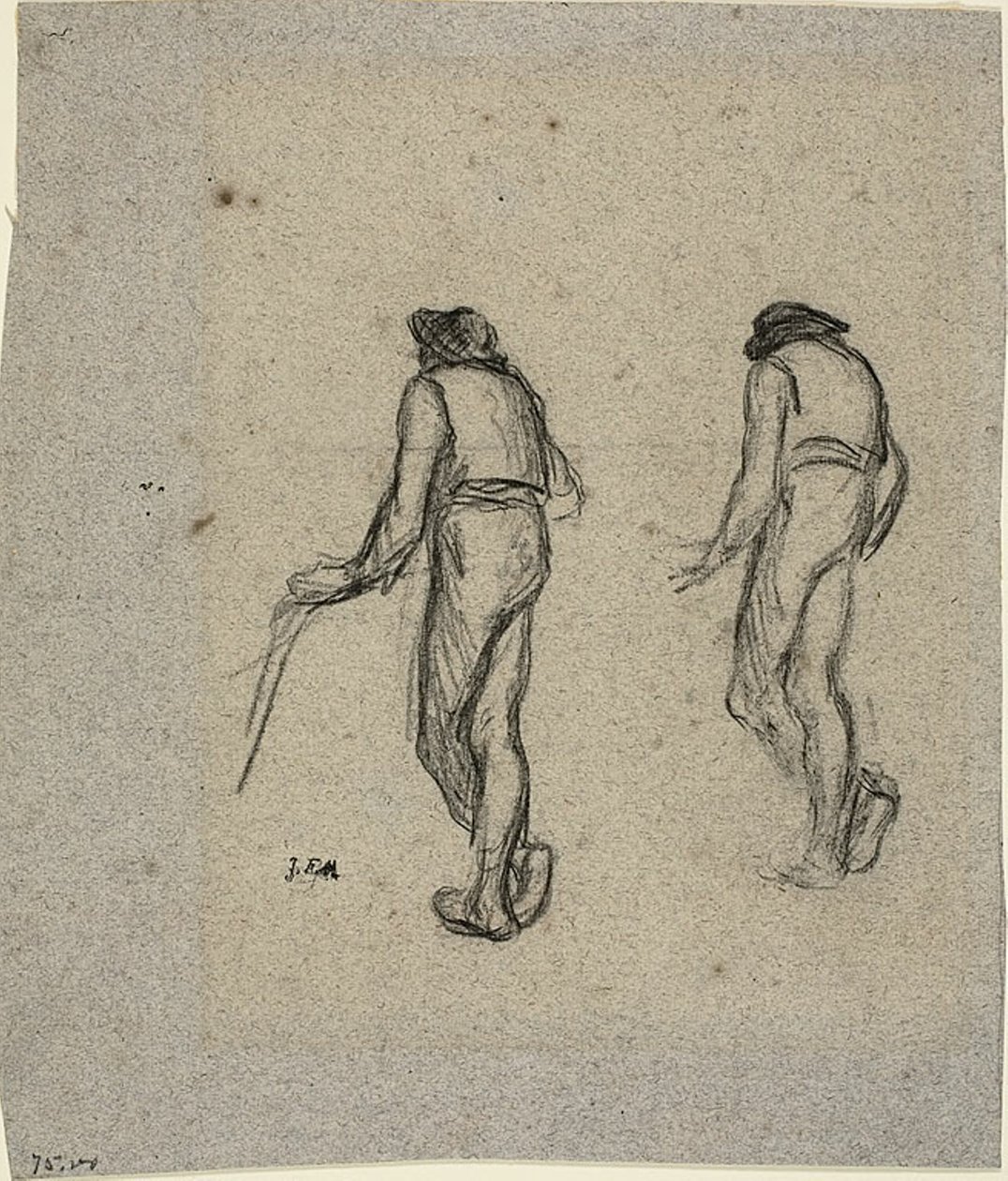 Dvě skici rolníka při pohledu zezadu od Jean Francois Millet