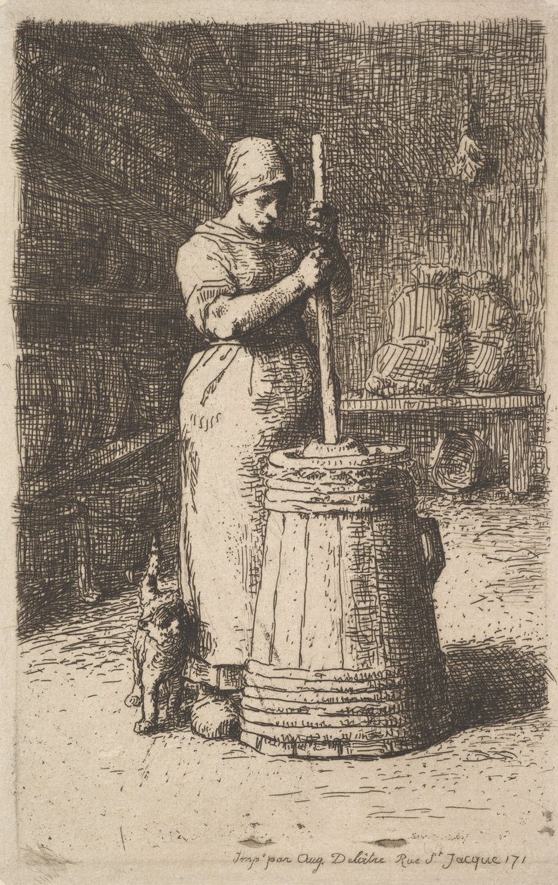 Žena stloukala máslo, 1855-56 od Jean Francois Millet