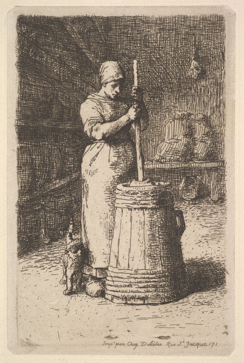 Žena stloukala máslo, 1855-56. od Jean Francois Millet