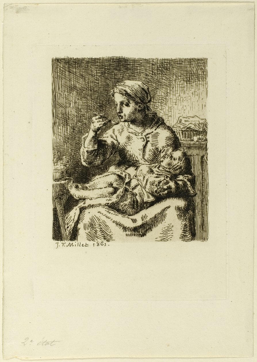 žena krmí své dítě od Jean Francois Millet