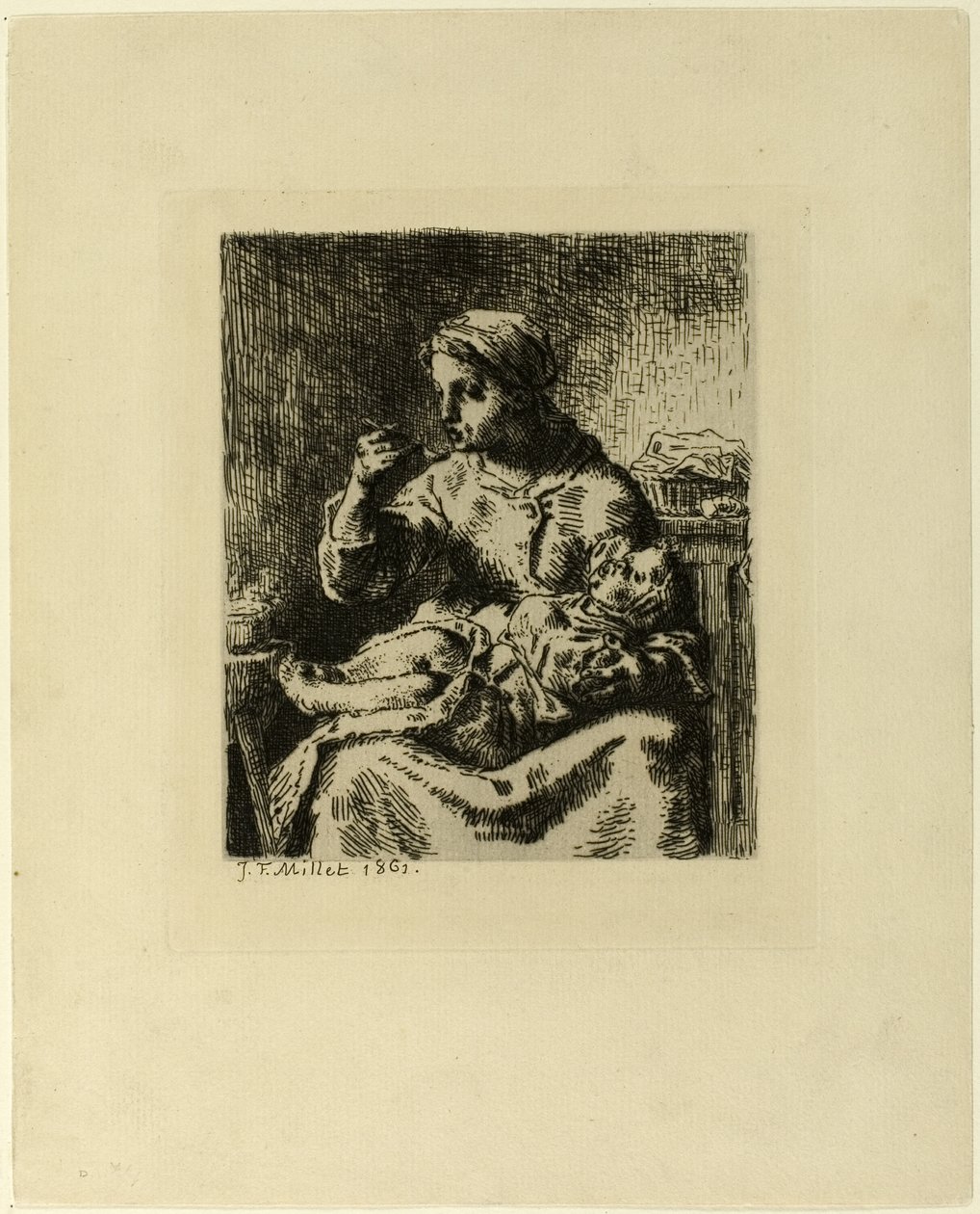 žena krmí své dítě od Jean Francois Millet
