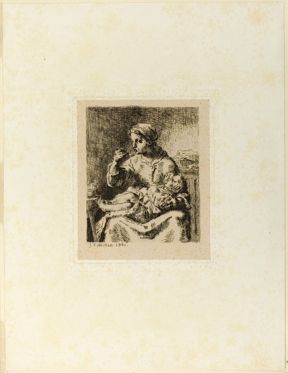 žena krmí své dítě od Jean Francois Millet