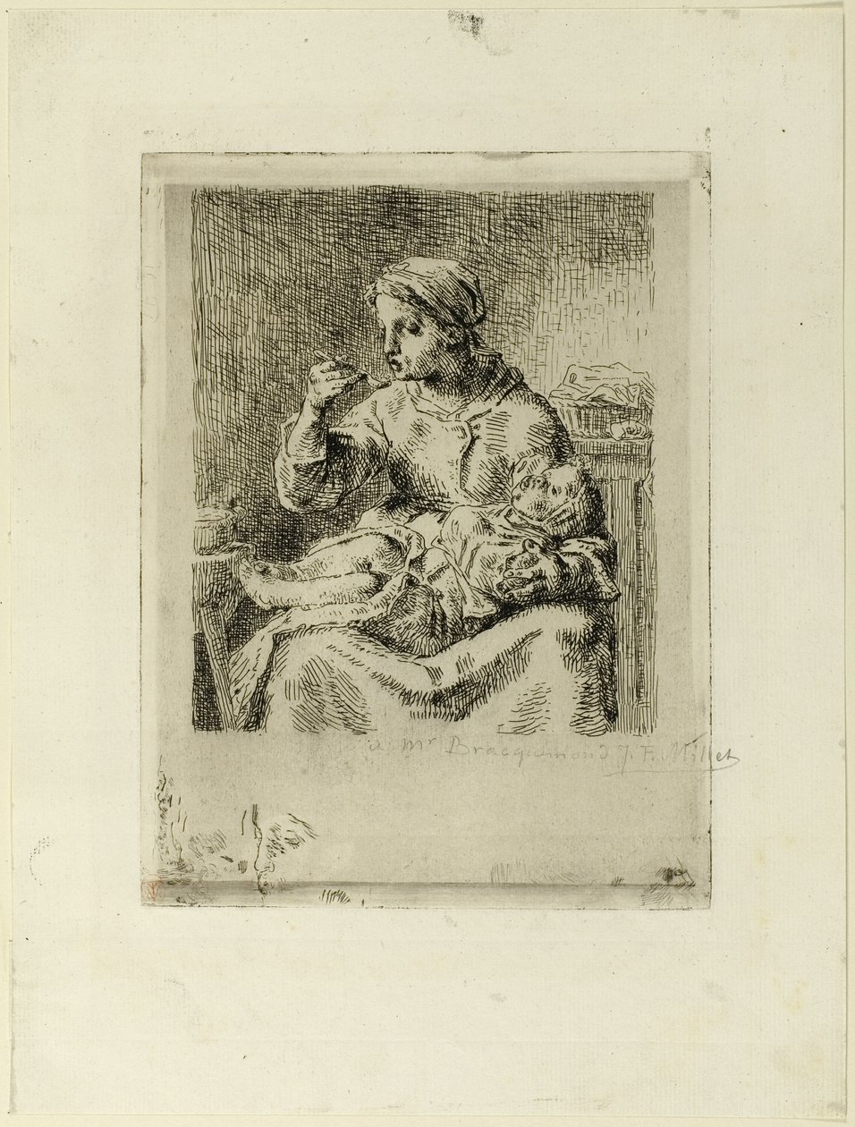 žena krmí své dítě od Jean Francois Millet