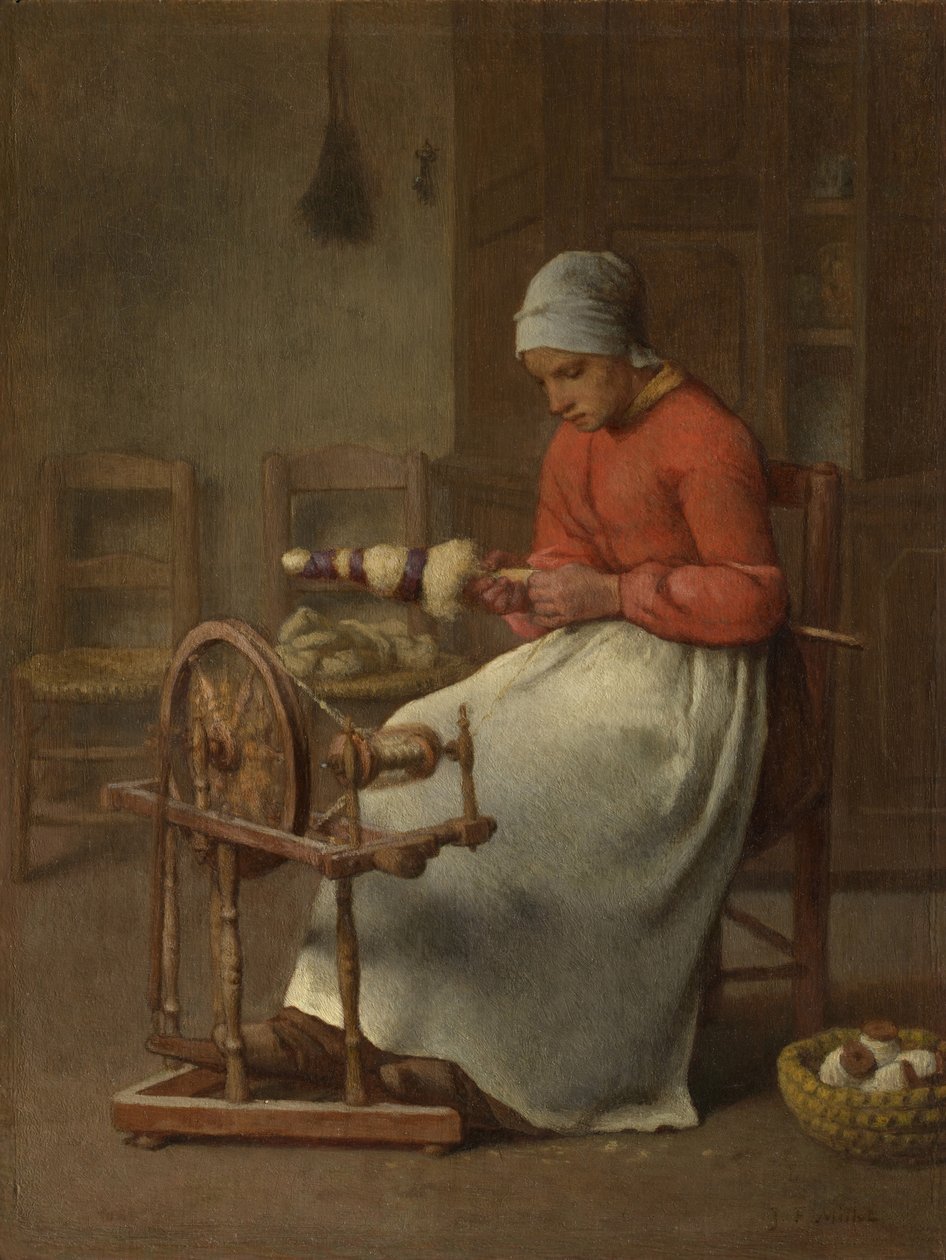 Žena předení, kolem 1855-60 od Jean Francois Millet