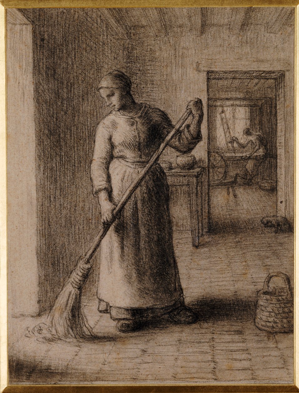 Žena zametání její domov od Jean Francois Millet