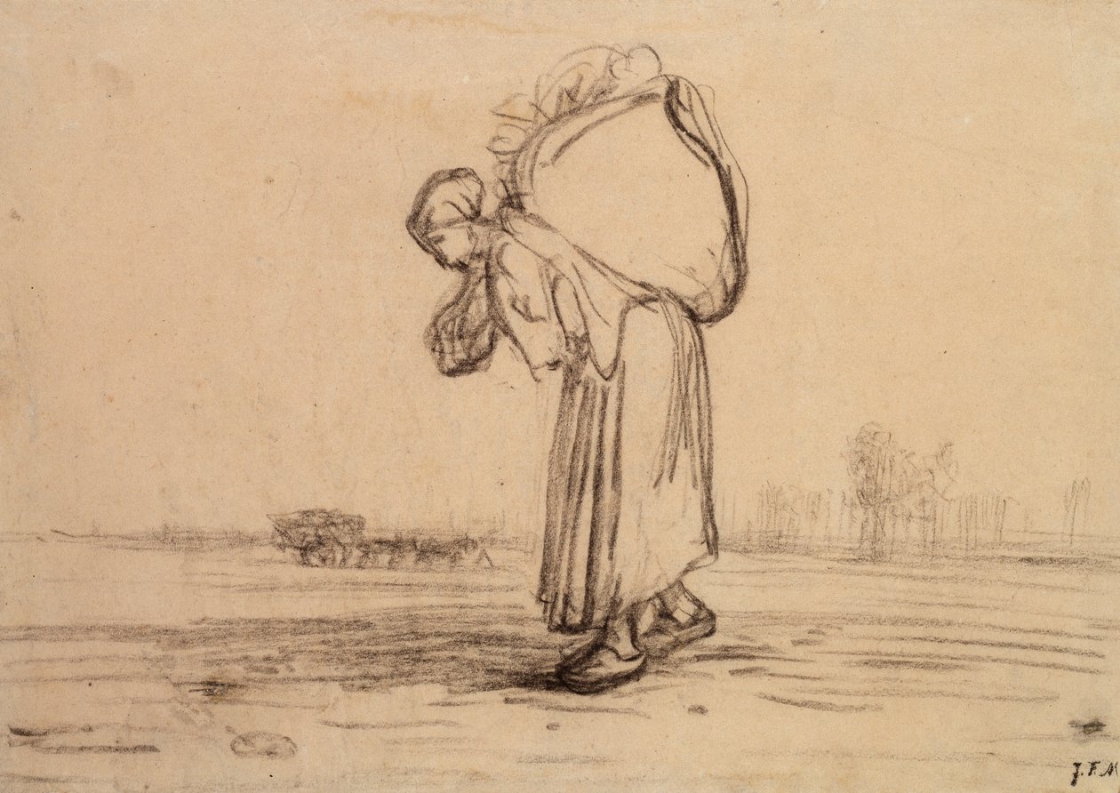 Žena nesoucí pytel na zádech, c1851-1855 od Jean Francois Millet
