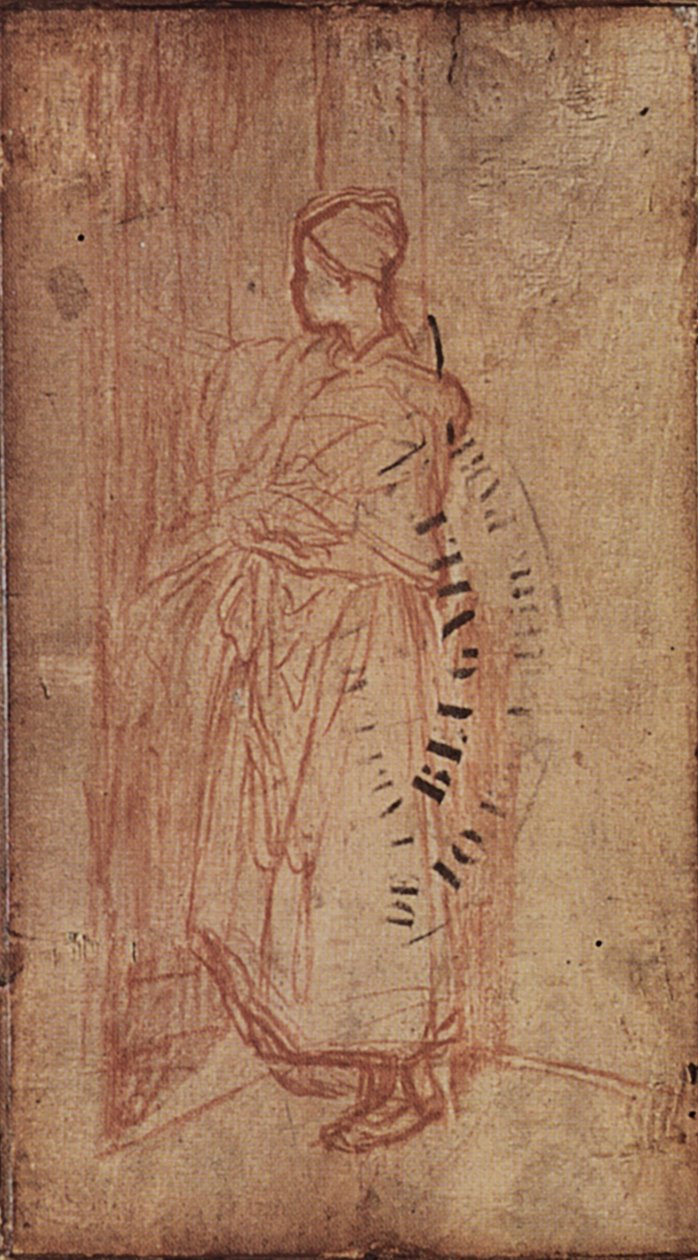 Mladá žena bere prádlo z police, c.1850-52 od Jean Francois Millet