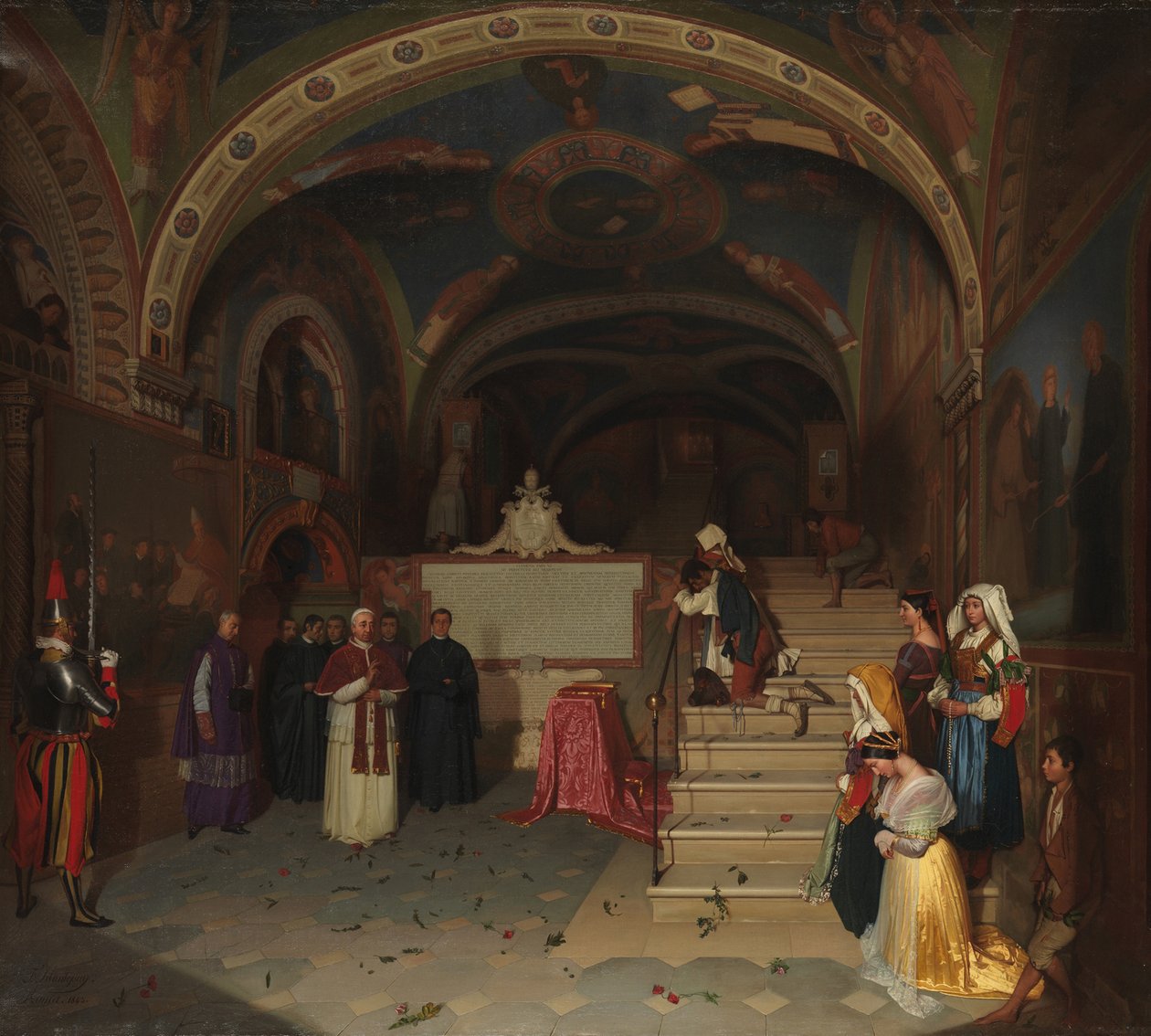 Papež Řehoř XVI. Návštěva kostela San Benedetto v Subiaco, 1843 od Jean Francois Montessuy