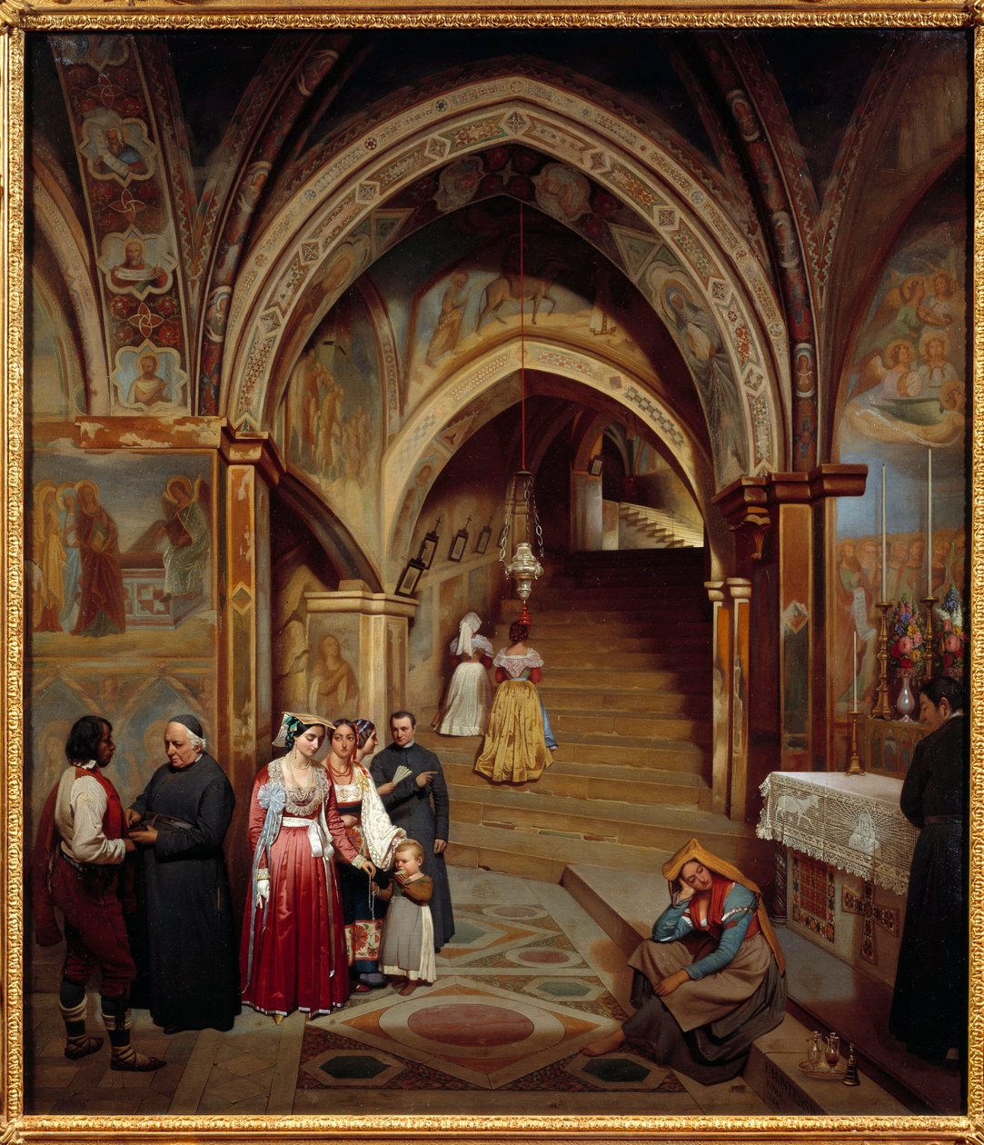 Pohled na kostel benediktinského kláštera San Subiaco Malba Jean Francois Montessuy (1804-1876) od Jean Francois Montessuy