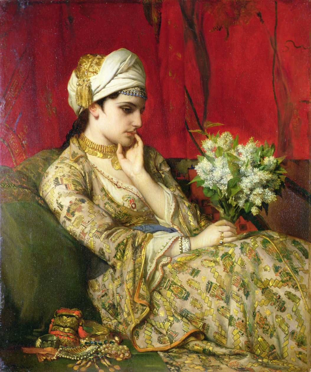 Odalisque (olej na plátně položeném na palubě) od Jean Francois Portaels