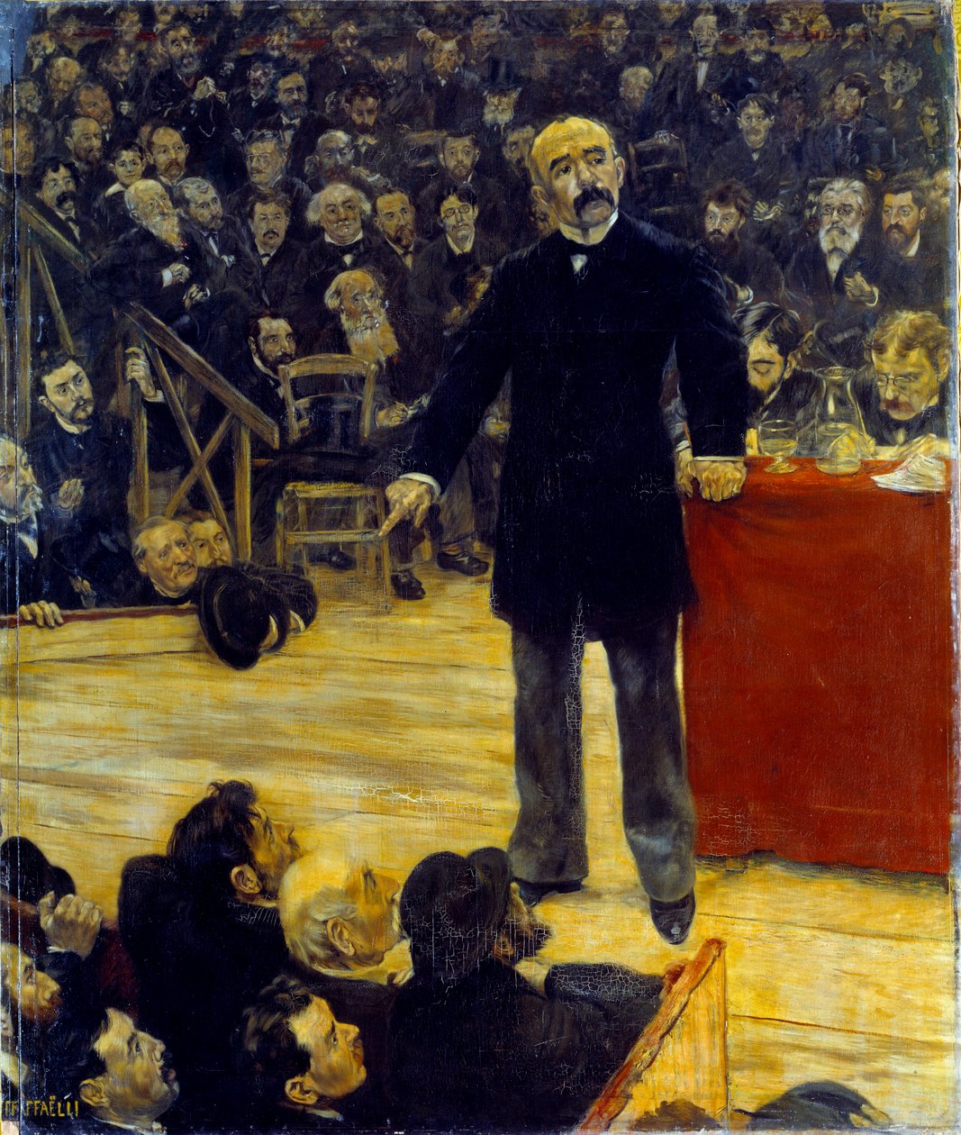 Georges Clemenceau (1841-1929) s projevem v cirkusu Fernando (1883). Obraz Jean Francois Raffaelli (1850-1924) od Jean Francois Raffaelli