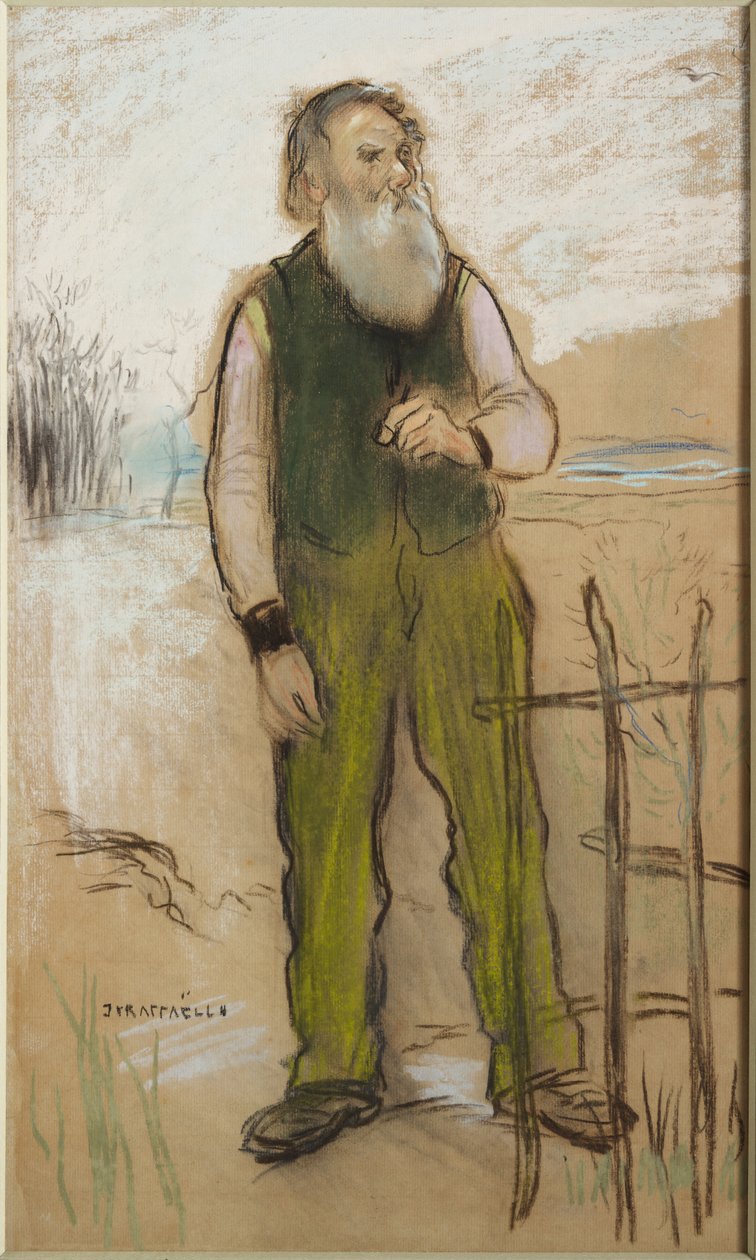 Muž na okraji města, cca 1885 (černá křída a pastel na papíře) od Jean Francois Raffaelli