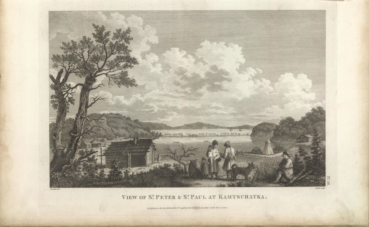 Pohled na přístav Petropavlovsk, 80. léta 18. století. od Jean Francois de Galaup La Perouse
