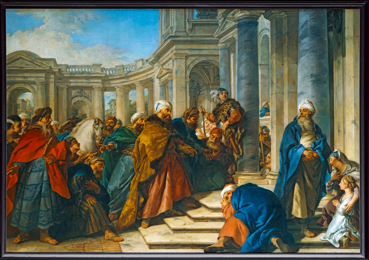 Le Dedain de Mardochee envers Aman - Pohrdání Mordechaje Hamanem... od Jean François de Troy