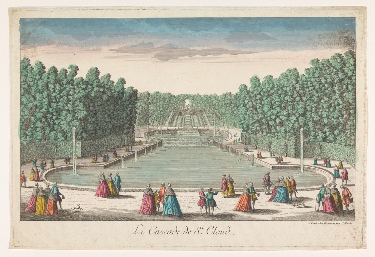Pohled na kaskády zahrady Château de Saint-Cloud La cascade de St. Cloud (název na objektu) od Jean François Daumont