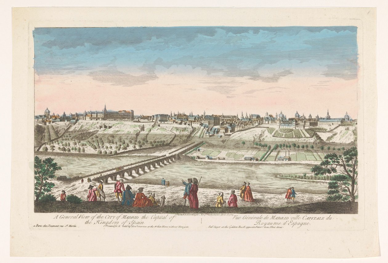 Gezicht op de stad Madrid Celkový pohled na město Madrid, hlavní město Španělského království (název na objektu) od Jean François Daumont