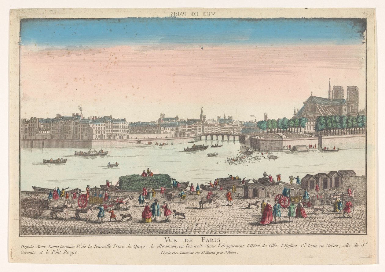 Pohled na město Paříž z Quai de Miramion Vue de Paris (název na objektu) od Jean François Daumont