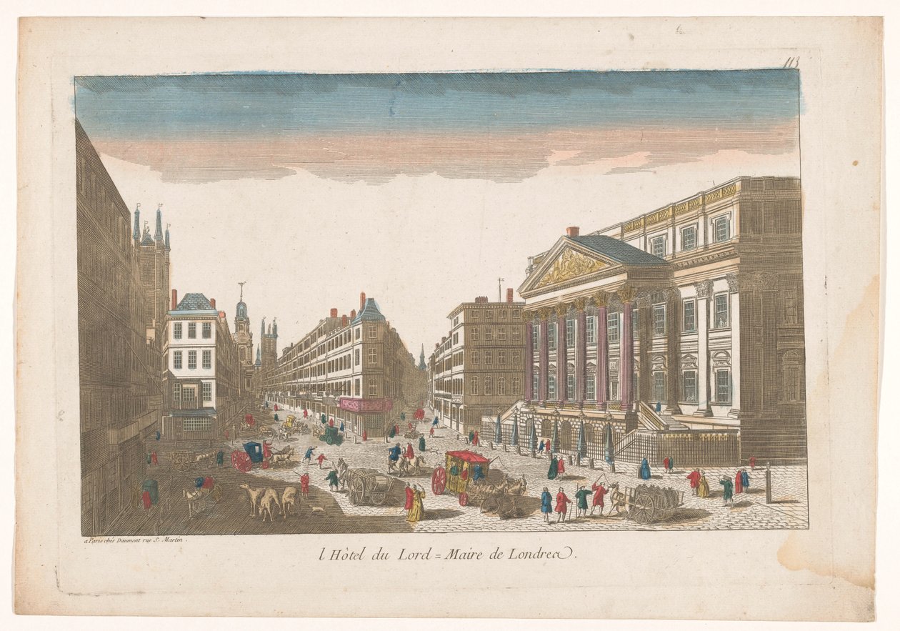 Pohled na Mansion House v Londýně l´Hôtel du Lord = Maire de Londre (název na předmětu) od Jean François Daumont
