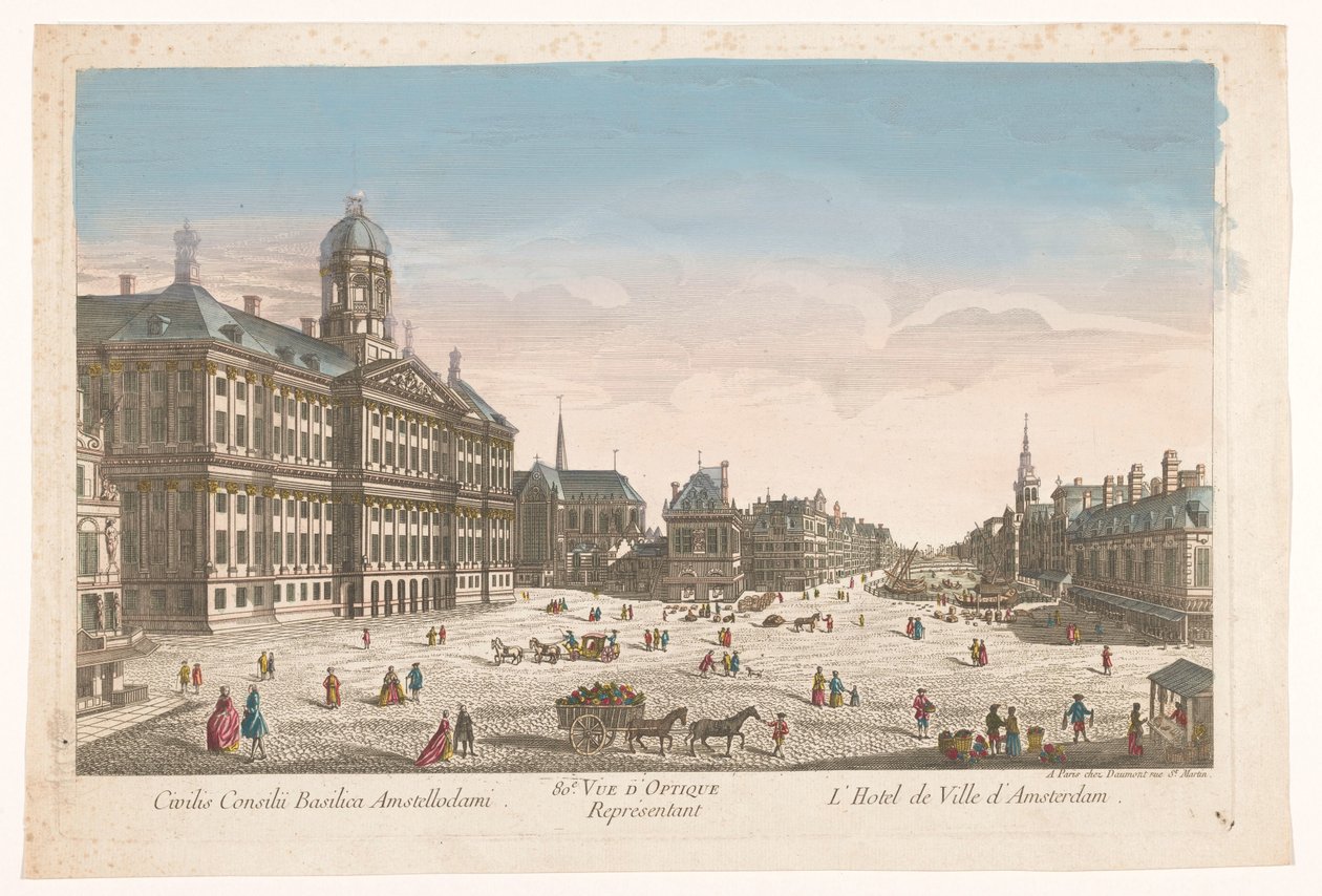 Pohled na radnici a náměstí Dam v Amsterdamu 80. Vue d