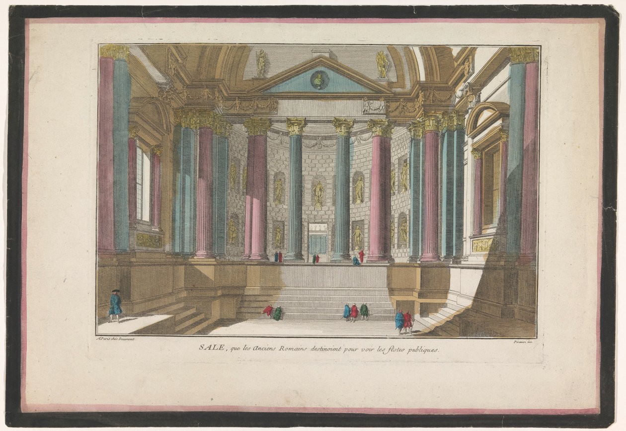 Pohled do interiéru římské stavby Sale, que les anciens Romains destinoient pour voir les fêstes publiques (název na objektu) od Jean François Daumont