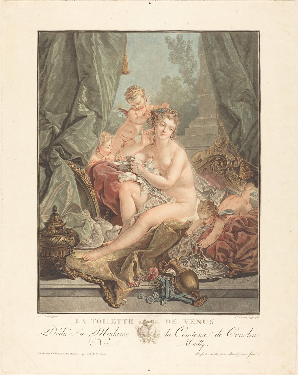 Venušina toaleta od Jean François Janinet after François Boucher