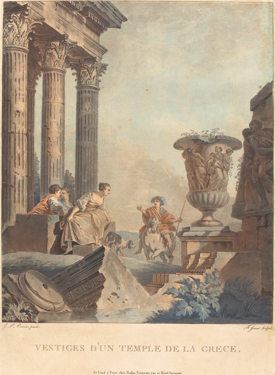 Pozůstatky řeckého chrámu od Jean François Janinet after Giovanni Paolo Panini