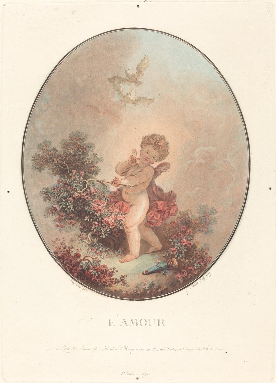 milovat od Jean François Janinet after Jean Honoré Fragonard