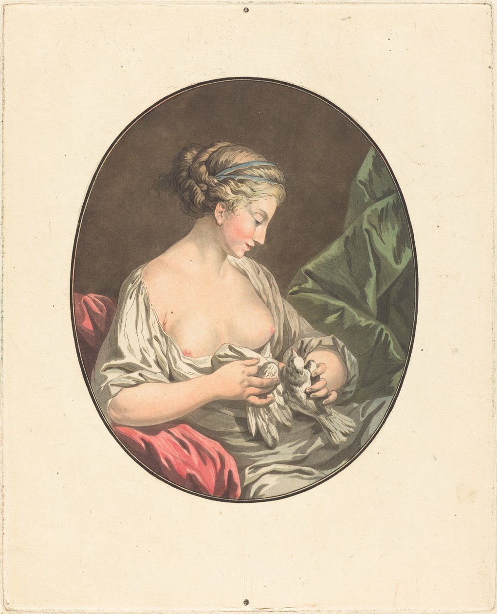 Venuše s holubicemi od Jean François Janinet after Jean Jacques François Le Barbier I
