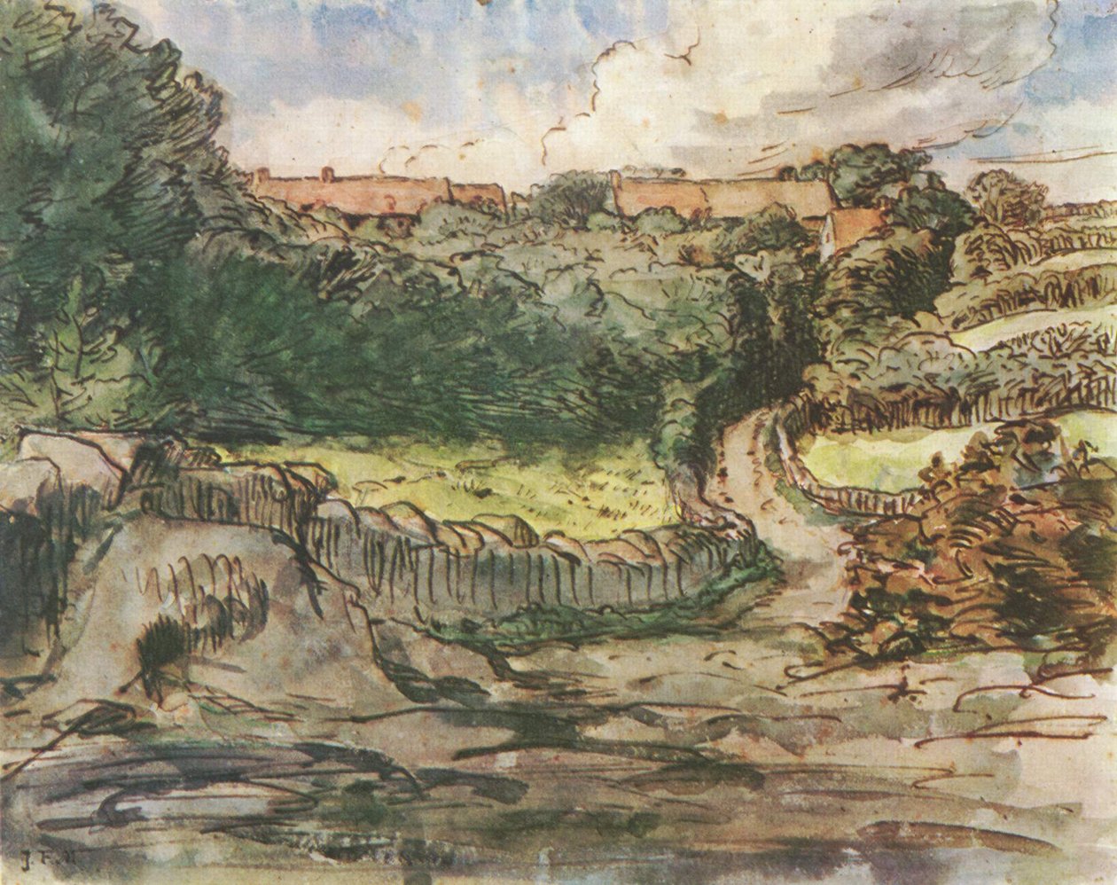 Němčina: Farma bratranců v Gréville od Jean Francois Millet