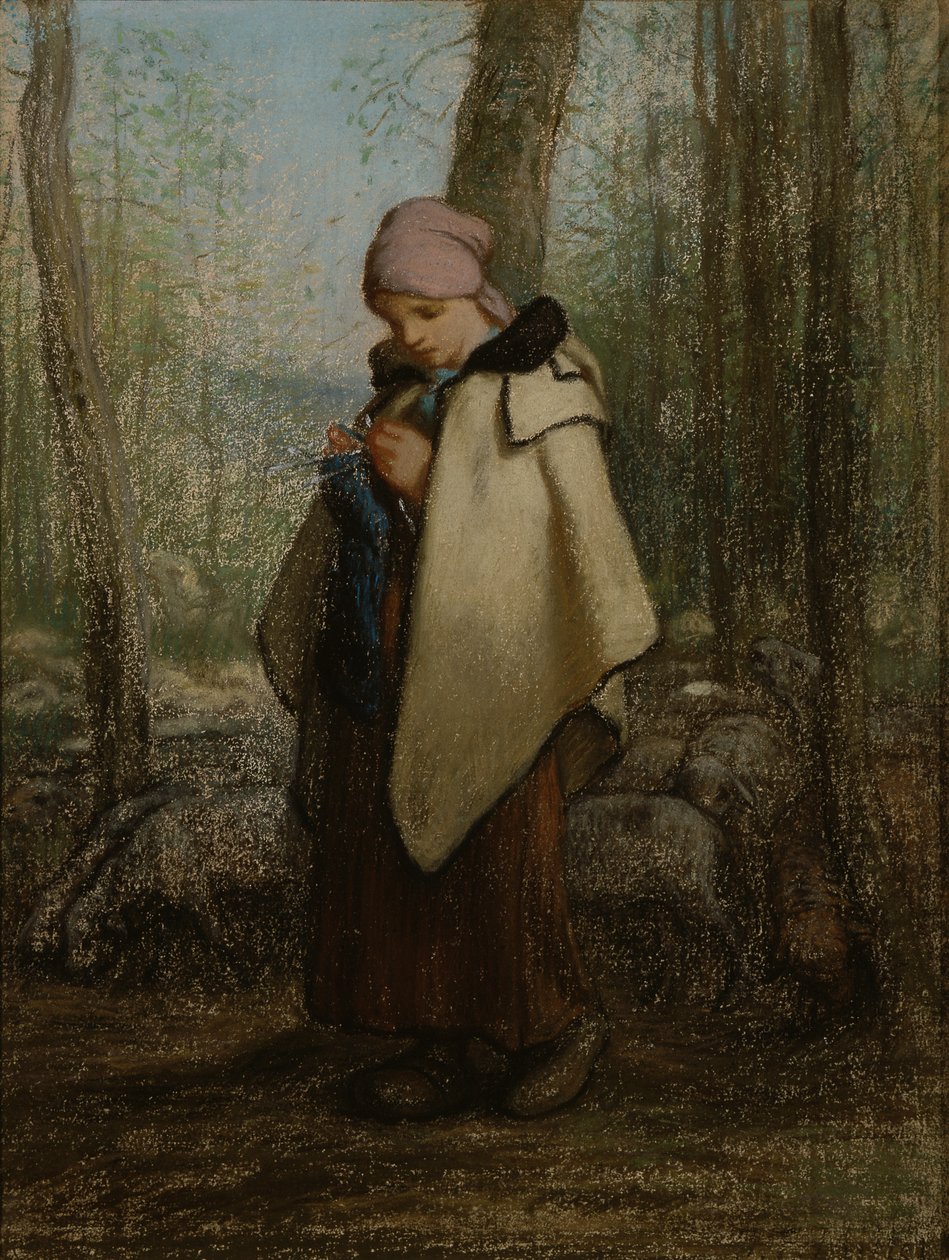 Pletací pastýřka od Jean Francois Millet