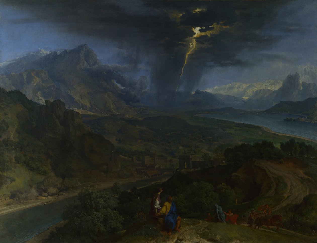 Horská krajina s bleskem, cca 1675 od Jean François Millet the Elder