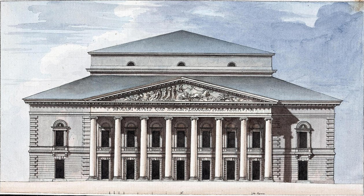 Fasáda Petrohradského císařského divadla Velkého Kamenného, 1802 od Jean François Thomas de Thomon