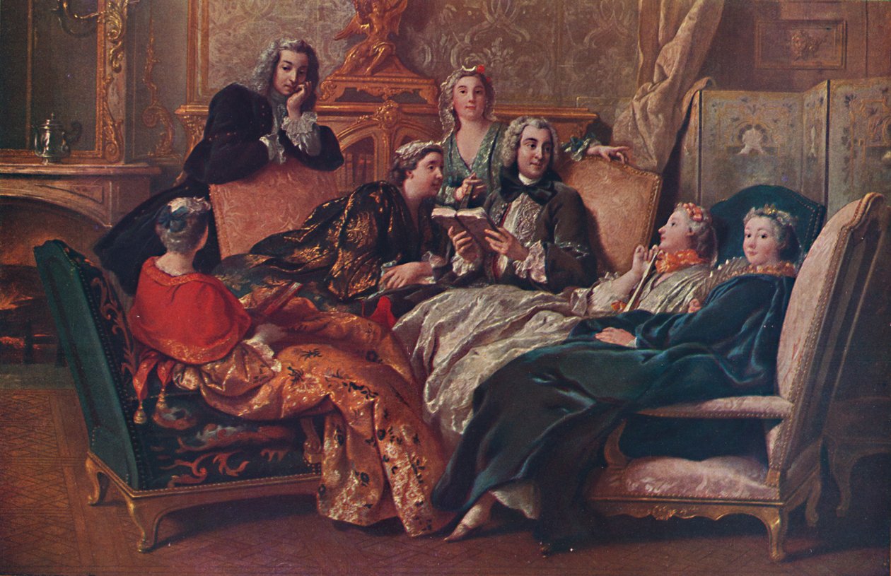 Reading Moliere, 1728, 1937 od Jean François de Troy