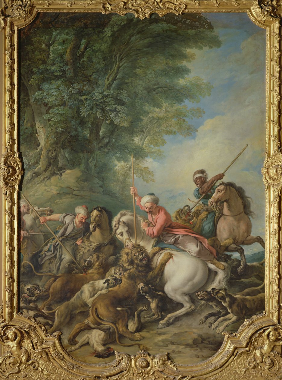 Turci loví lvy (olej na plátně) od Jean François de Troy