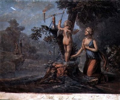 Semafor lásky, vyrytý Pierrem Michelem Alixem (1762-1817) (barevná rytina) od Jean Frederic (after) Schall
